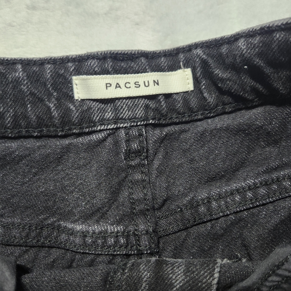 PACSUN Womens Black Denim High Waist Mom Shorts 28 Casual Summer - Picture 3 of 6